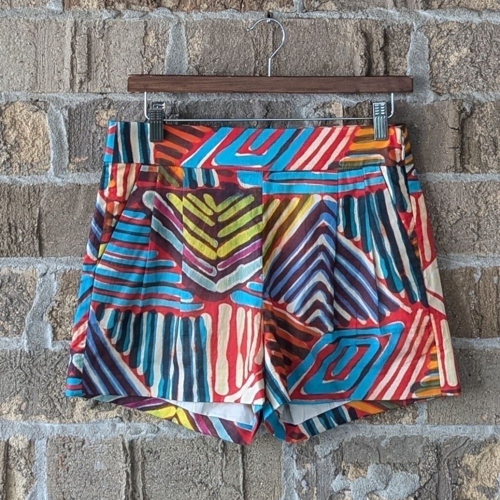 J. Crew Collection Watercolor Ikat Rainbow Side Zip Short Size 2